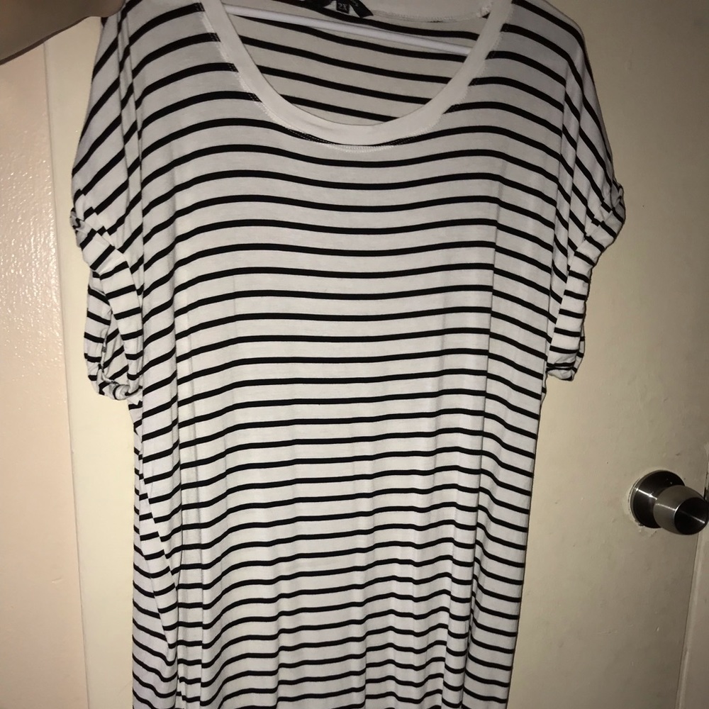 Black and white striped T-shirt dress